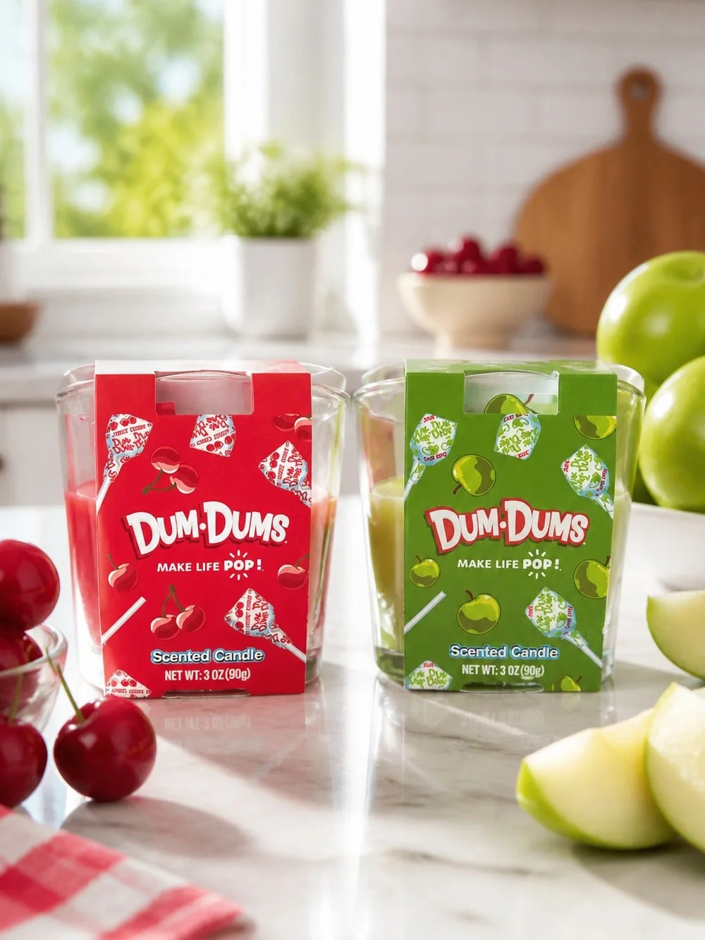 Dum Dums (2) Pack Scented Candles Apple & Cherry Scented 3 Oz each